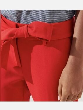 LOFT Red Julie Trousers with Bow Tie Belt 12